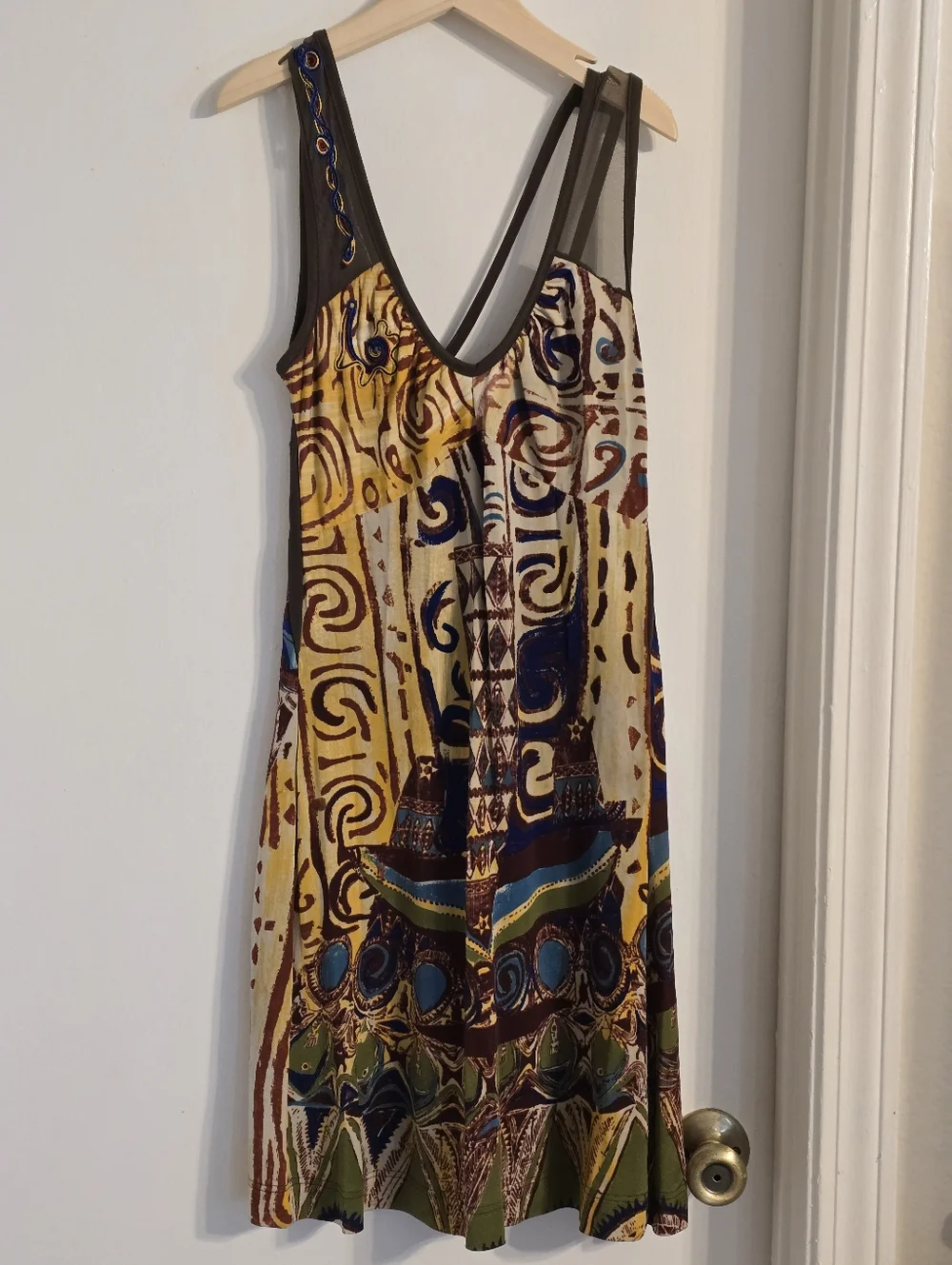 Save the Queen Italy Abstract Mesh Dress Embroidered Sheer Asymmetrical Y2K S - Picture 13 of 16